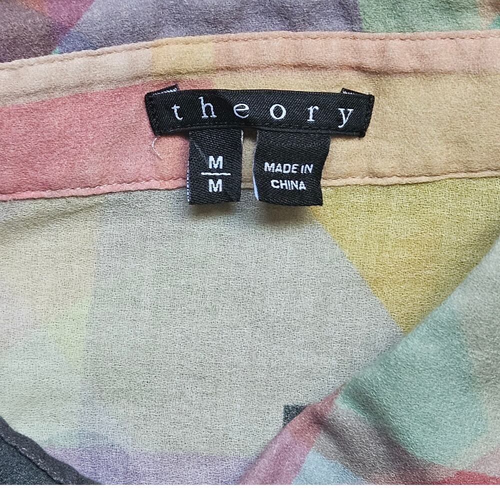 Theory Womens Abstract Geometric Print Button Front Top Sz M - Picture 3 of 3